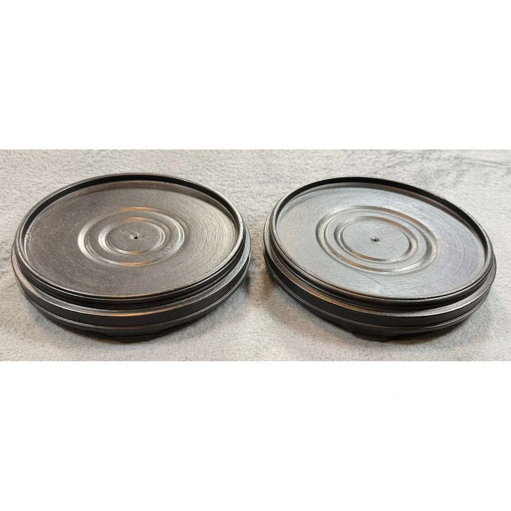 Set of 2 Round Wood Display Stands Dark Brown Risers for Vases and Statues